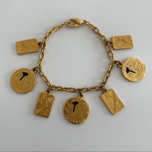 Gold Metal Travel Inspired Charm Bracelet